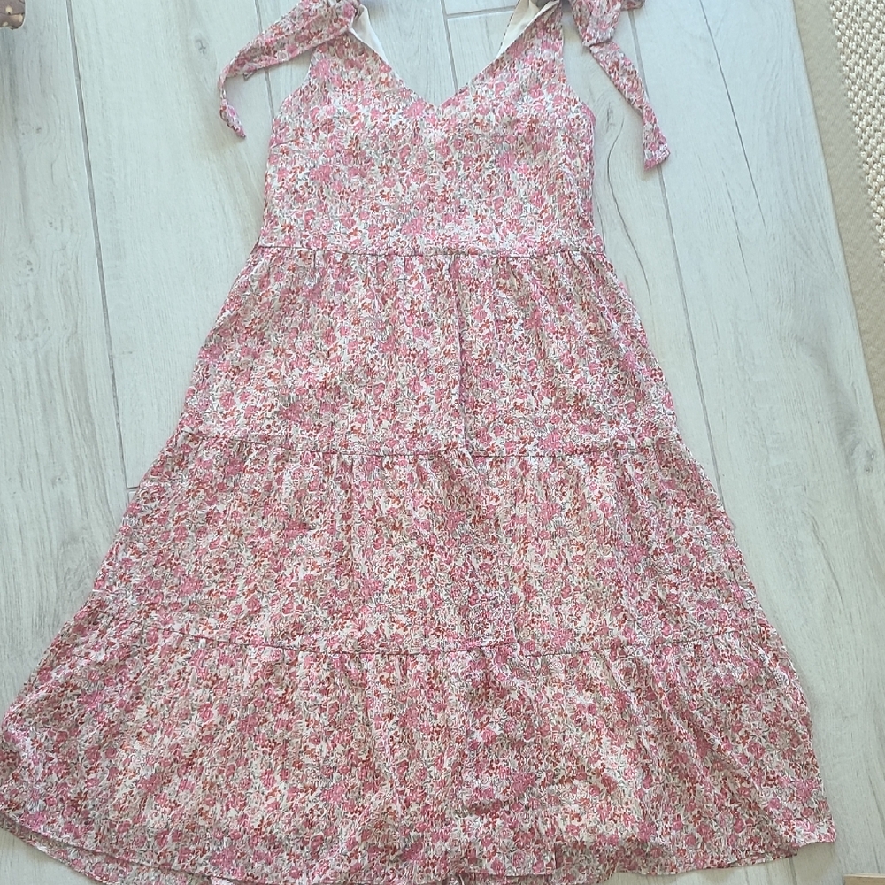 Lucy Paris Pink Floral Tie-Shoulder Tiered Sundress